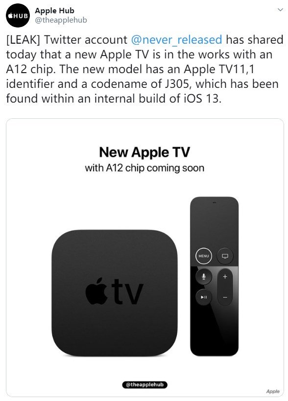 苹果或推新款Apple TV：A12处理器加持